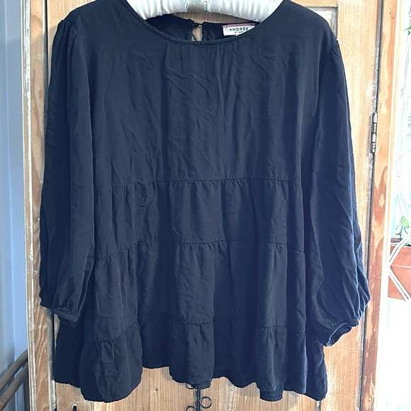 Andree Black Blouse Size Large - Picture 1 of 7